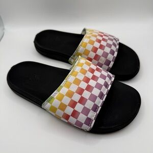 Vans Off The Wall Checkerboard Slide Sandals Missy Size 4‎ Multicolor Strap